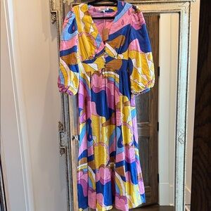 Boden Colorful Abstract Midi Dress